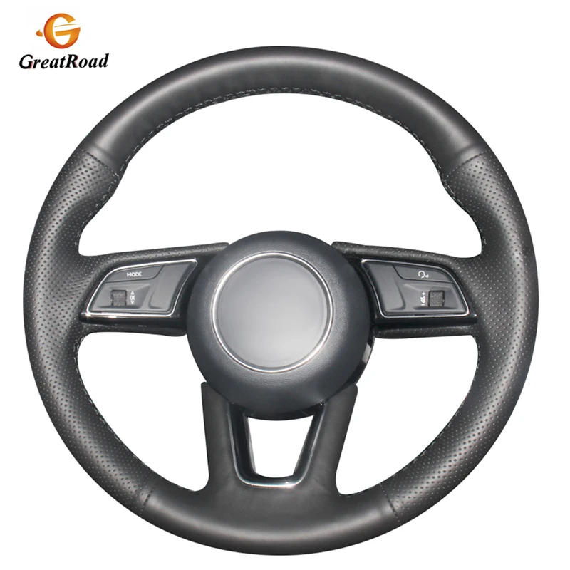 Hand-stitched Black Genuine leather Car Steering Wheel Cover for Audi A3 2017-2019 A4 A5 2018-2019 S5 | Автомобили и мотоциклы