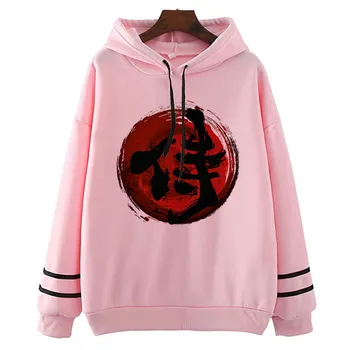 

Samurai Kanji Anime Women'S Hoodies New Aesthetic Autumn Style Hoodies Women　Comfortable Couple Long Sleeved 90S