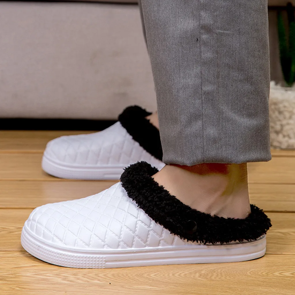 Home Shoes Men Slippers Home Slippers Couple Large Size Casual Home Plus Velvet Warm Shoes Comfortable Cotton Slippers Chinelo
