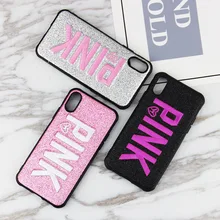 Блестящий розовый телефонный чехол с вышивкой для Iphone 7 8 Pluse X XS MAX