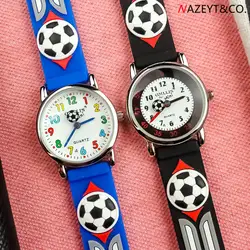 Дропшиппинг Маленькие Мальчики Дети 3D футбол циферблат Мягкие силиконовые спортивные наручные часы Дети водонепроницаемые часы