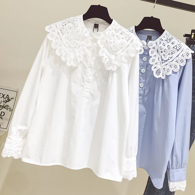 Blusas Mujer De Doda 2019 Long Sleeve Blouses Women Shirts Lace Doll Collar Blouse Shirt Womens Tops &amp blouses | Женская одежда