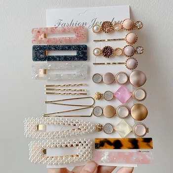 

15,20 Pieces / Set Elegant Pearl Acrylic Hair Clips women's Girls Sweet Hair Clip Hair Clip Korean Hair Accessories Large Style