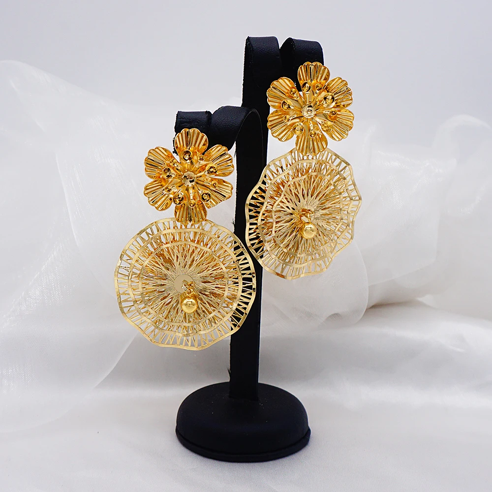 2021 Trendy Big Earrings For Women Flowers Geometry Elegant Female Dangle Drop Earrings Fashion Jewelry Accessories