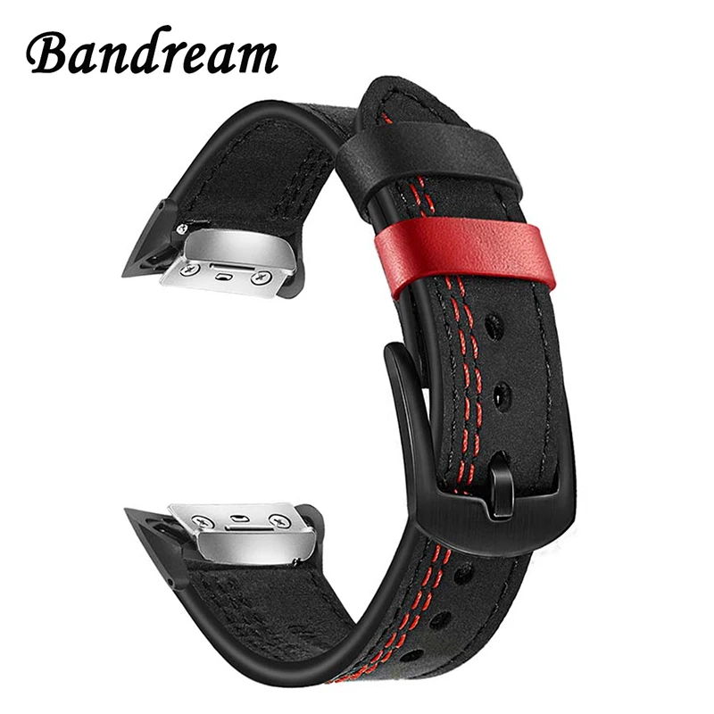 

Double Color Genuine Leather Watchband for Samsung Gear Fit 2 SM-R360 / Fit2 Pro SM-R365 Smart Watch Band Wrist Strap Wristband