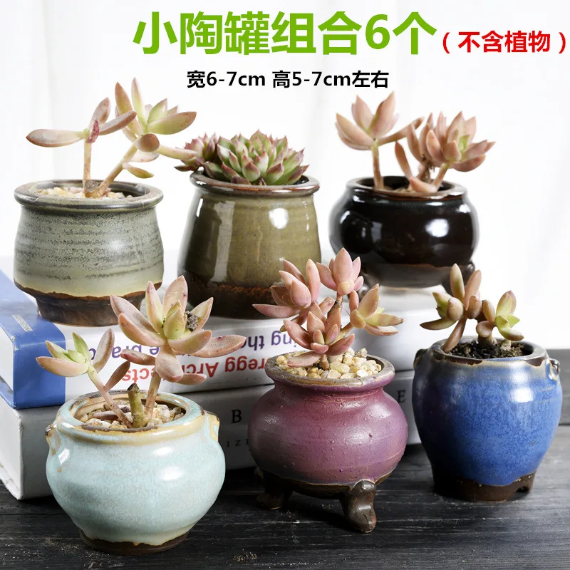 Succulent Pots 6 Pack Mini Ceramic Pots Small Flower Planter, Bonsai Cactus Pot with Drainage Hole Perfect Decoration Gift - Цвет: PACK Q-6PC