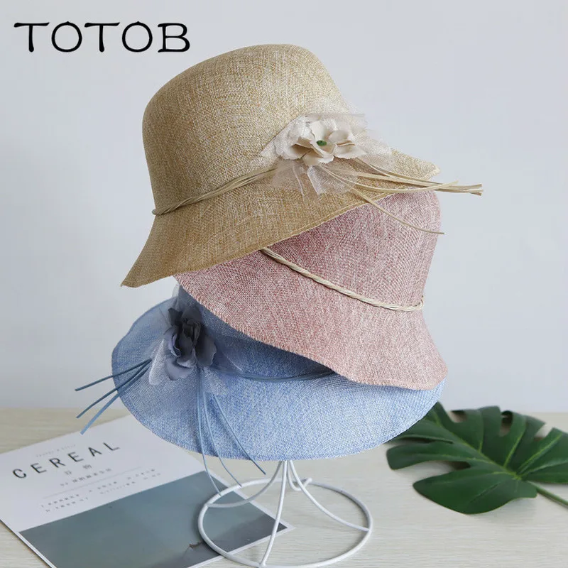 

2019 Korean summer new bow flower summer fisherman hat straw hat UV outdoor beach hat vacation leisure fisherman hat hiking hat
