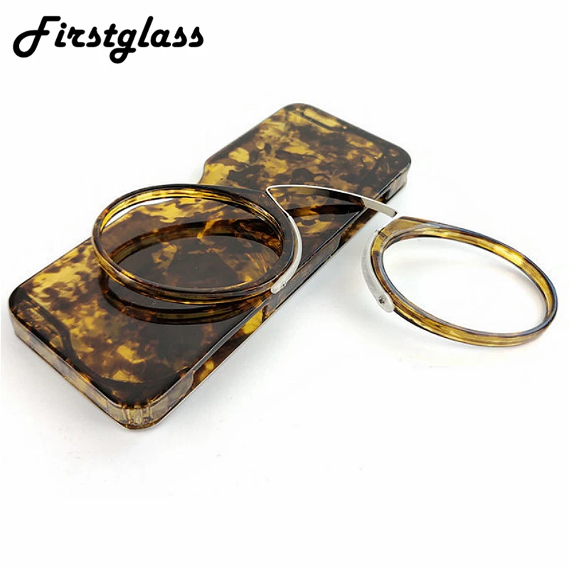 

Men Reading Glasses Tr90 Flexible Mini Clip Nose Reading Glasses High Quality Women Leopard Vintage Presbyopic Glasses with Case