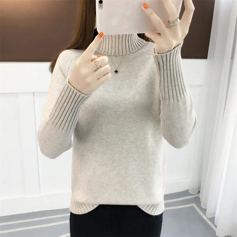 

Turtleneck Sweater Women Autumn Winter Sweater Solid Knitted Long Sleeve Pullovers Sweater Sexy Womens Jumper Pull Femme River