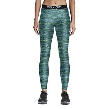 

Digital printing yellow-green line connecting waist and body-building s trousers leggings