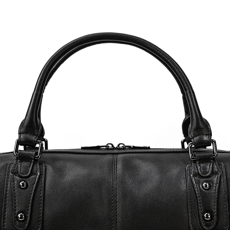 Black Leather Travel Bag For Men