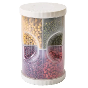 

1PC Plastic Food Storage Tank Grain Sealed Can Kitchen Cereal Compartmented Food Storage Container (White)