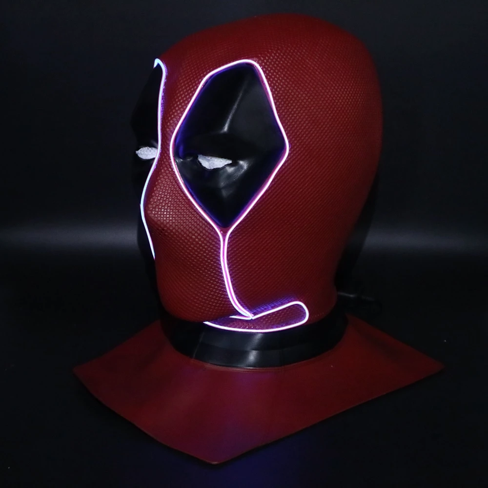 Deadpool Led Mask Дэдпул Маска Дэдпул Уэйд Уинстон Вилсон шлем маски для Косплей латексная маска для взрослых Хэллоуин вечерние карнавальные полный костюм реквизит - Цвет: Deadpool Led Mask