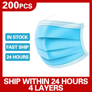 

In Stock Masks for Anti-Dust 4-layer Disposable Mouth Face Personal Protection Masks Earloops for Bacteria Proof