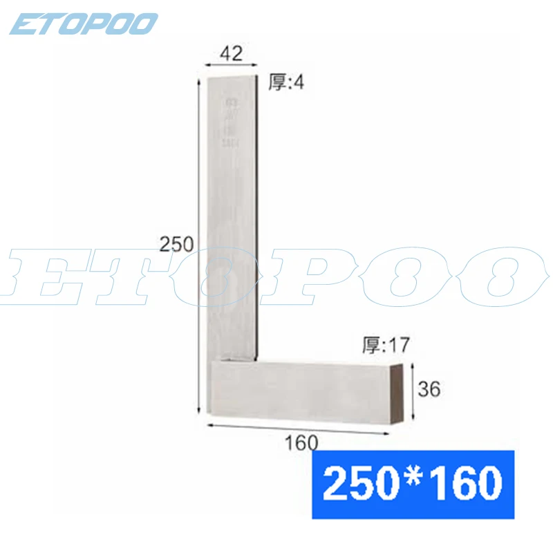 250X160mm Горячая 90 градусов прямоугольный инженерный набор прецизионная заземленная сталь закаленный угол Измерительная Линейка Инструмент - Цвет: 250X160mm