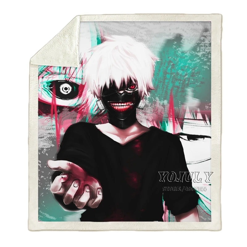 YOJULY, Токийский Гуль, Harajuku, для детей и взрослых, 3d принт, одеяло, диван, пододеяльник, теплое постельное белье, хип-хоп, аниме, офисное одеяло для короткого сна, K33