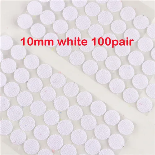 10mm white 100pair 10/15/20/25 мм липучками Самоклеящиеся Застежки лента на застежке-липучке лента-липучка «Magic Tape» круглый магический Стикеры черно-белые круглые монеты сильный клей - Цвет: 10mm white 100pair