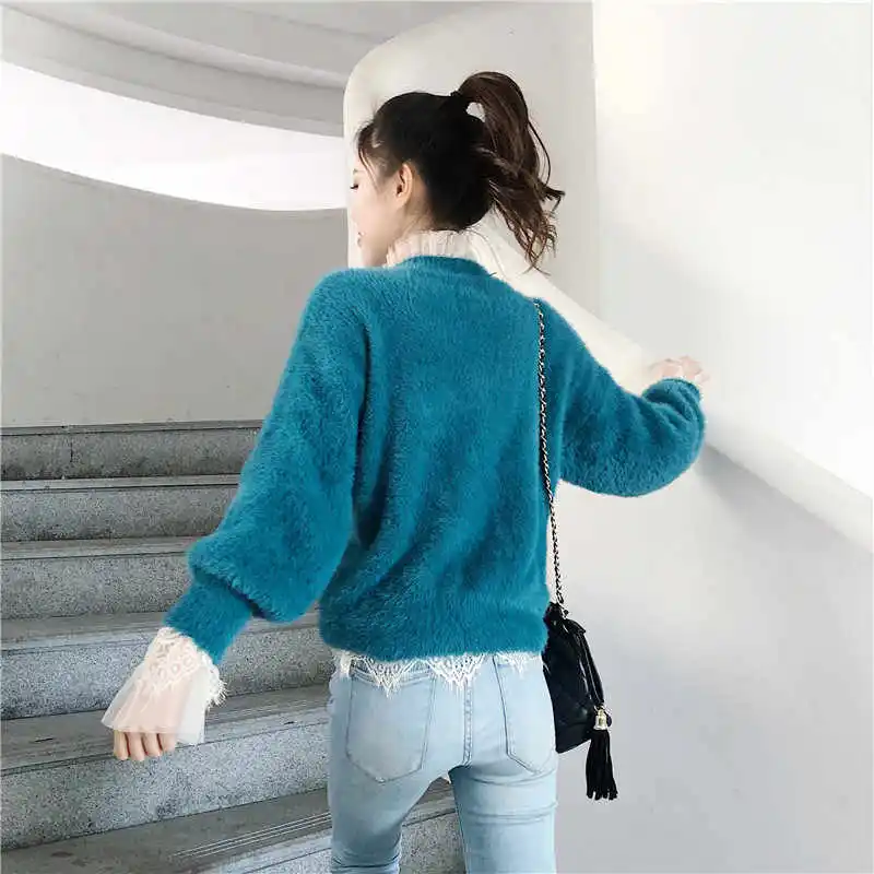 WHITNEY WANG Autumn Winter Fashion Streetwear Diamonds Buttons Mohair Cardigan Women Sweater Jumper sueter mujer invierno