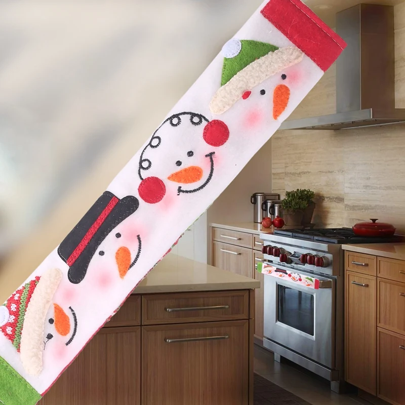 3Pcs Christmas Decoration Refrigerator Door Handle Covers Cartoon Cute Microwave Door Refrigerator Handle Sets Christmas Gift
