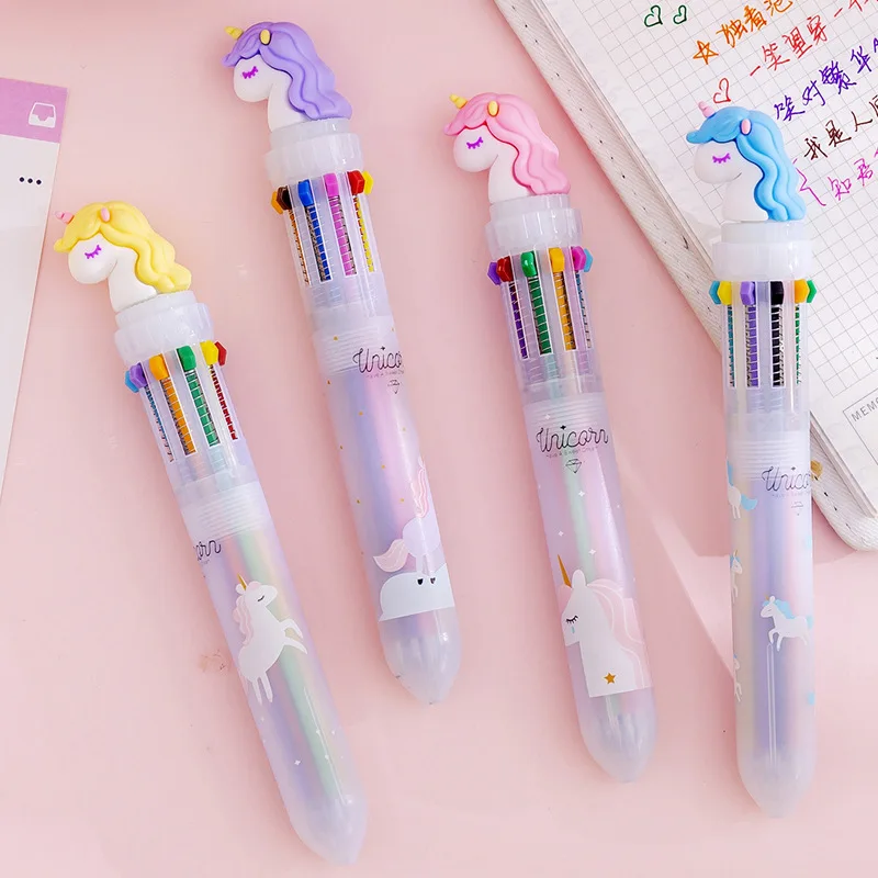 Cartoon Rainbow Unicorn Multicolored Ballpoint Pen 24 Pcs/lot School Office Supply Writing Supply Stationery Papelaria Escolar