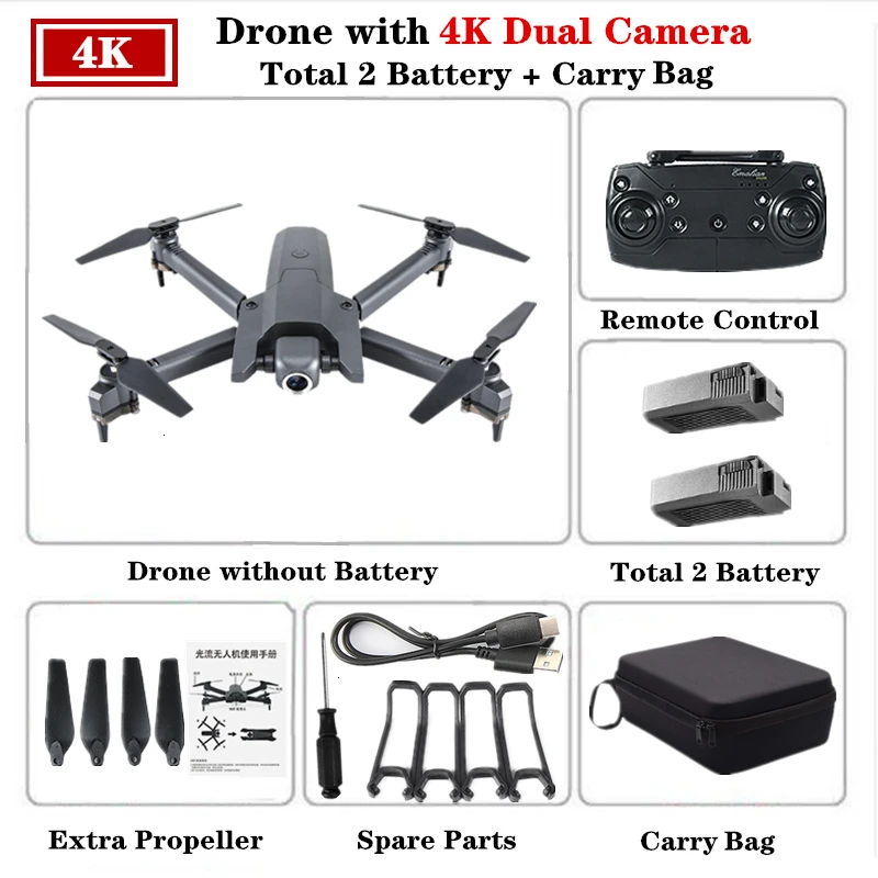 Радиоуправляемый Дрон Квадрокоптер с 4K HD WiFi FPV камера с высоким режимом удержания Квадрокоптер складной рычаг Вертолет VS E58 M69 SG106 игрушечный Дрон - Цвет: 4K-Dual Camera-8