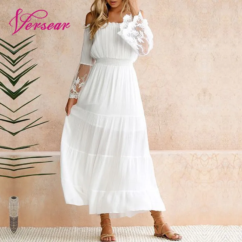 Женское кружевное платье с открытыми плечами Versear элегантное облегающее клубное