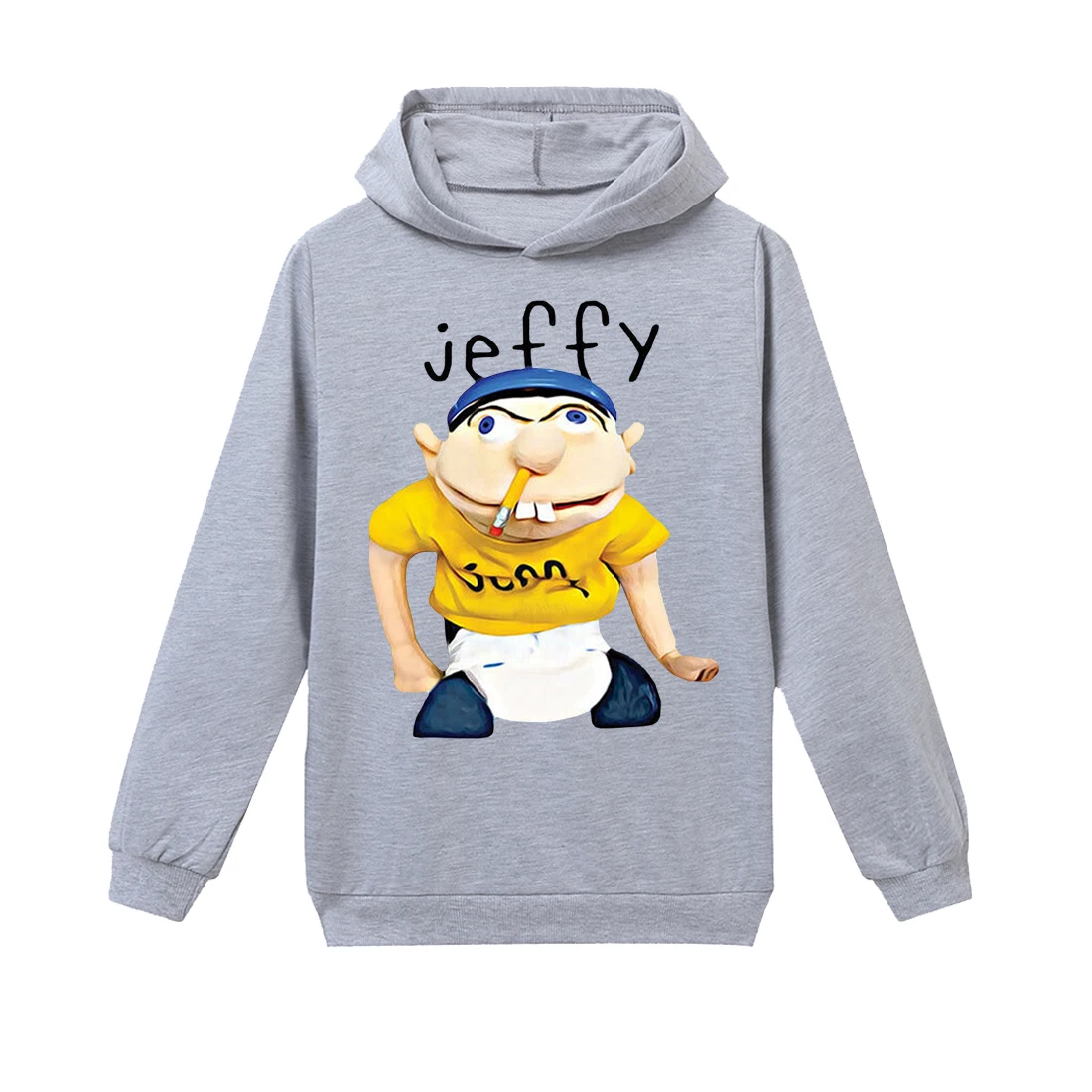 Модные толстовки Jeffy; толстовки с капюшоном для маленьких мальчиков и девочек; свитер с капюшоном на молнии с длинными рукавами и надписью; топы; одежда