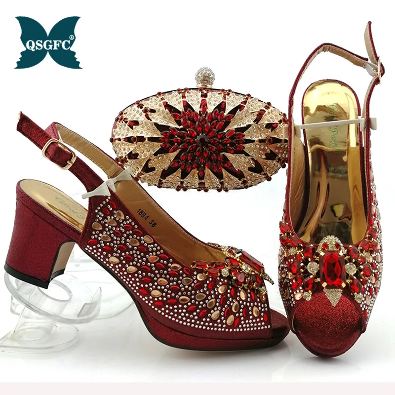 Italian Ladies Shoes and Bags To Match Set Decorated with Appliques