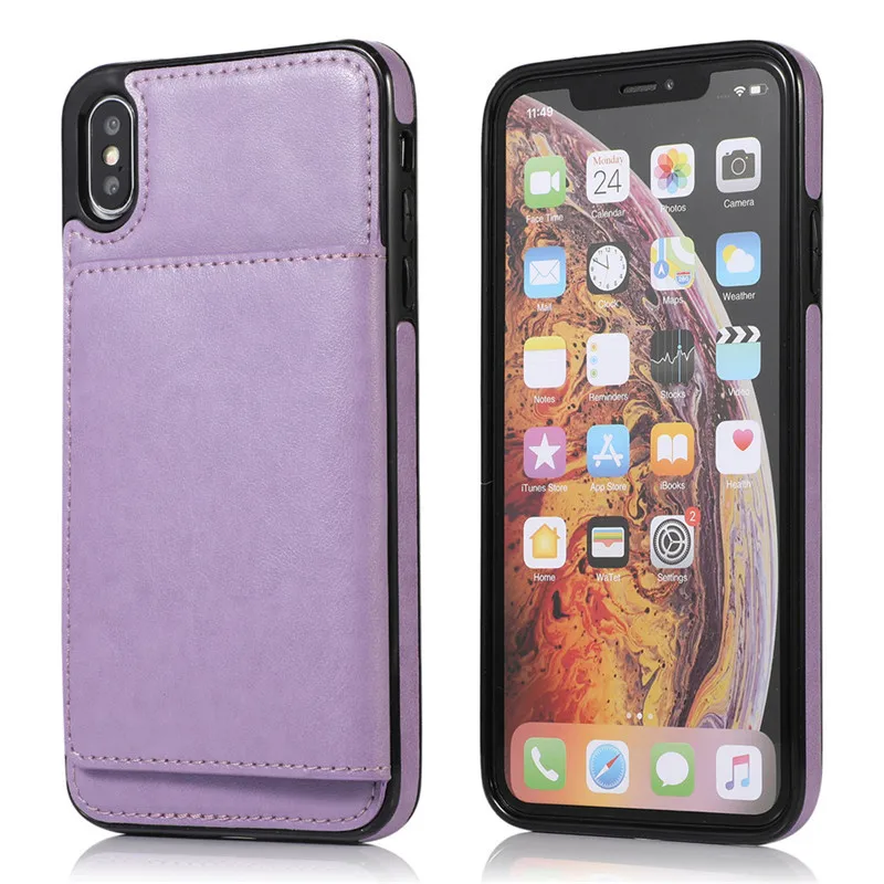 KDTONG чехол s для iPhone X XS чехол для MAX XR модный кожаный чехол на молнии для iPhone 6 6s 7 8 Plus Чехол-держатель кошелек чехол для карт - Цвет: Purple 1