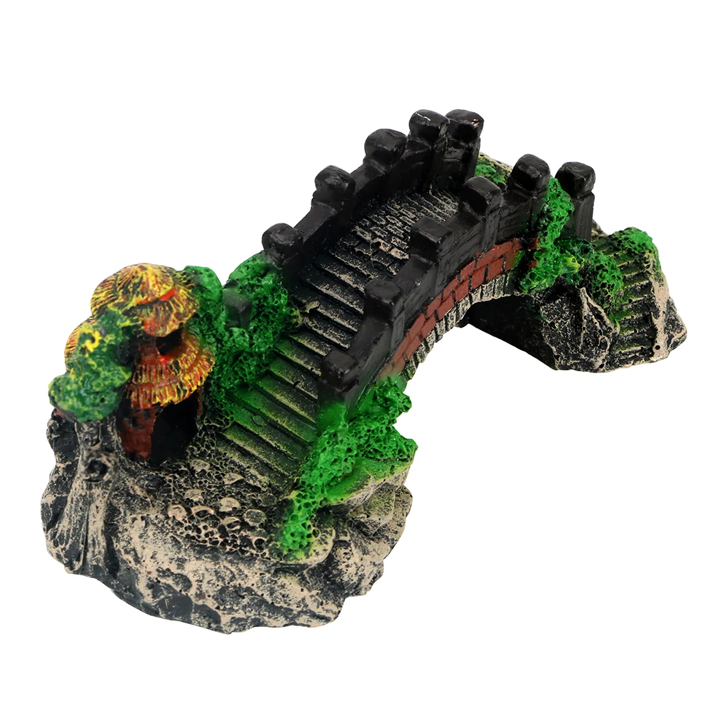 Rockery поддельный камень мост дерево для аквариума украшения с орнаментом украшение для аквариума мост, пейзаж украшения павильон