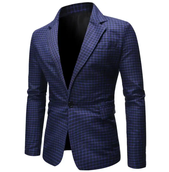 Casual fashion plaid suits men blazer masculino slim fit casaco jaqueta masculina coats mens jacket