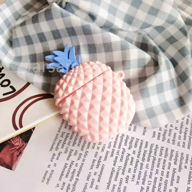 Cartoon For airpods case Silicone Cover For airpods Case Cute Earphone 3D Headphone case Protective Pink pineapple