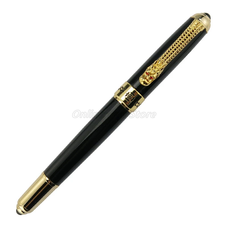 Jinhao 1000 메탈 블랙 래커 배럴 드래곤 클립 중간 펜촉 0.5MM 만년필 사무실 학교 쓰기 선물 펜 액세서리