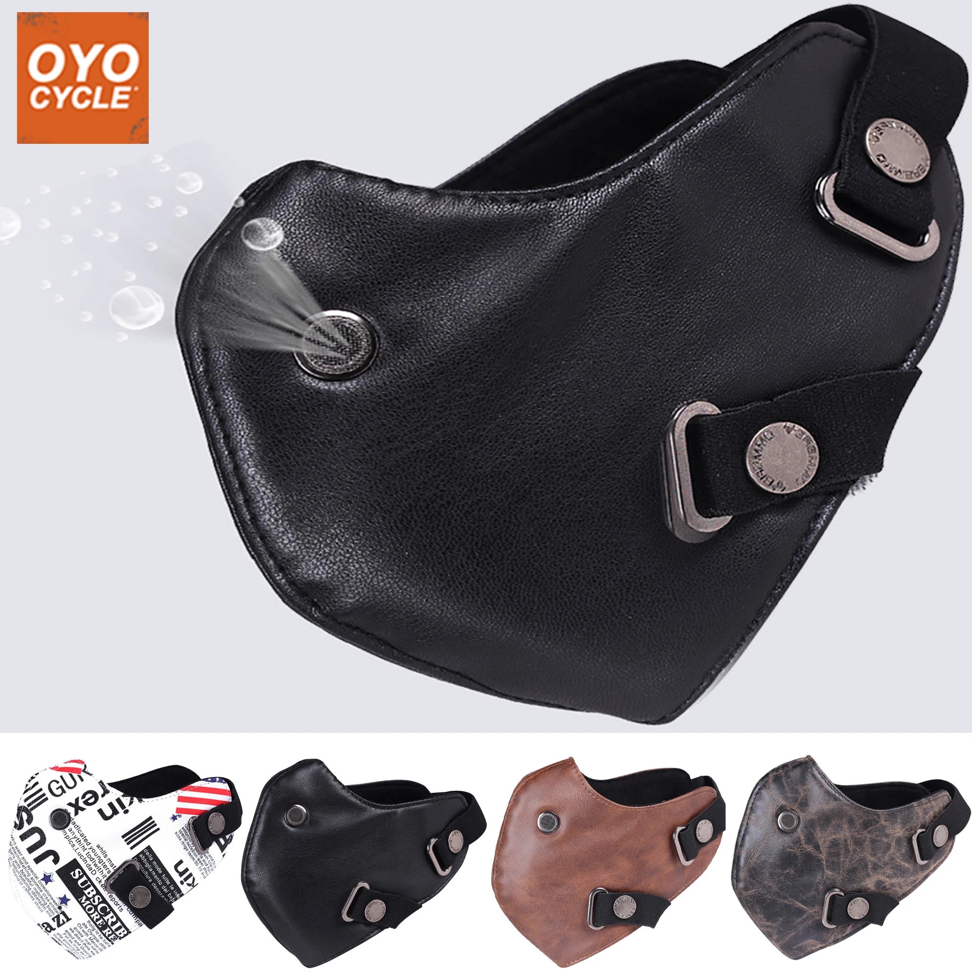 

Riding mask winter Windproof Sunscreen punk Vintage leather face shield Men's and women's motorbycle riding face mask