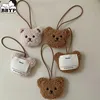 1-5Pcs Cute Cartoon Plush Bear Head Keychain Pompom Car Key Ring Women Girl Bag Pendant Key Chains Jewelry 7x18cm 1