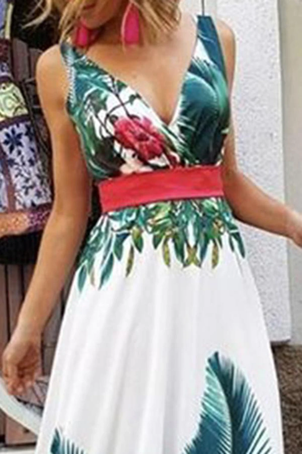 Женское летнее праздничное пляжное богемное Платье макси с v-образным вырезом и принтом вечернее платье