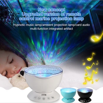 

The remote control switch projector LED and USB music of the warm and romantic colorful sea wave projection lamp can use TF card