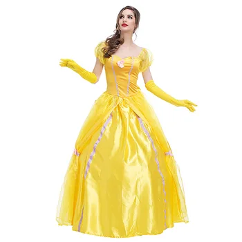 

New Halloween Belle Beauty and the Beast Costumes Women Adult Long Dresses Party Fancy Girls Princess Cosplay disfraz mujer