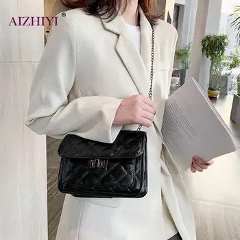

2020 Fashion New Handbags High Quality PU Leather Women Bag Ladies Chain Solid Color Shoulder Messenger Bag Lock Square Bag