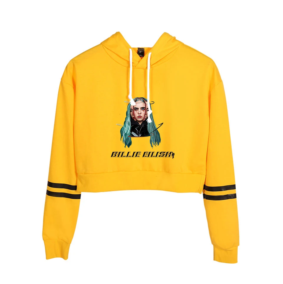 Billie Eilish, укороченный топ, женская мода, толстовка, толстовки, высокое качество, хлопок, Billie Eilish, для девушек/женщин, оранжевый, с капюшоном