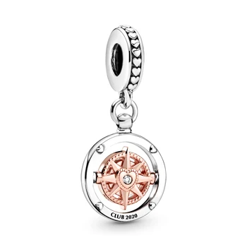 

2020 NEW 100% 925 Sterling Silver New Year Limited Club Compass Dangle Charm Women Fit Diy Original Bracelet Fashion Jewelry