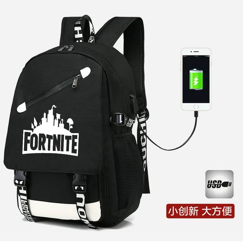 

Cross-Border Selling USB Backpack fortnite Mobilefortress Night Related Backpack Men's And Women's Student School Bag