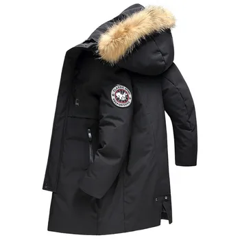 

New Winter Warm Coat Casual Men Down Jacket Men's Brand White Duck Down Fur Collar Hooded Long Parka