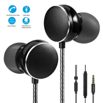

HI-FI In-ear Headphones Dynamic Heavy Bass Music Noise Cancelling Metal Earphones with Mic Wired Earbuds Headset