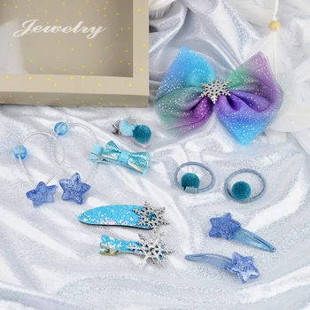 Ceny 11 Sztuk/zestaw Nowe Dzieci Dziecko Słodkie łuk Gwiazda Ozdoba Spinki Do Włosów Z Pudełkiem Dziewczyny Piękne Spinki Piłka Gumka Do Włosów Dziecięce Akcesoria Do Włosów