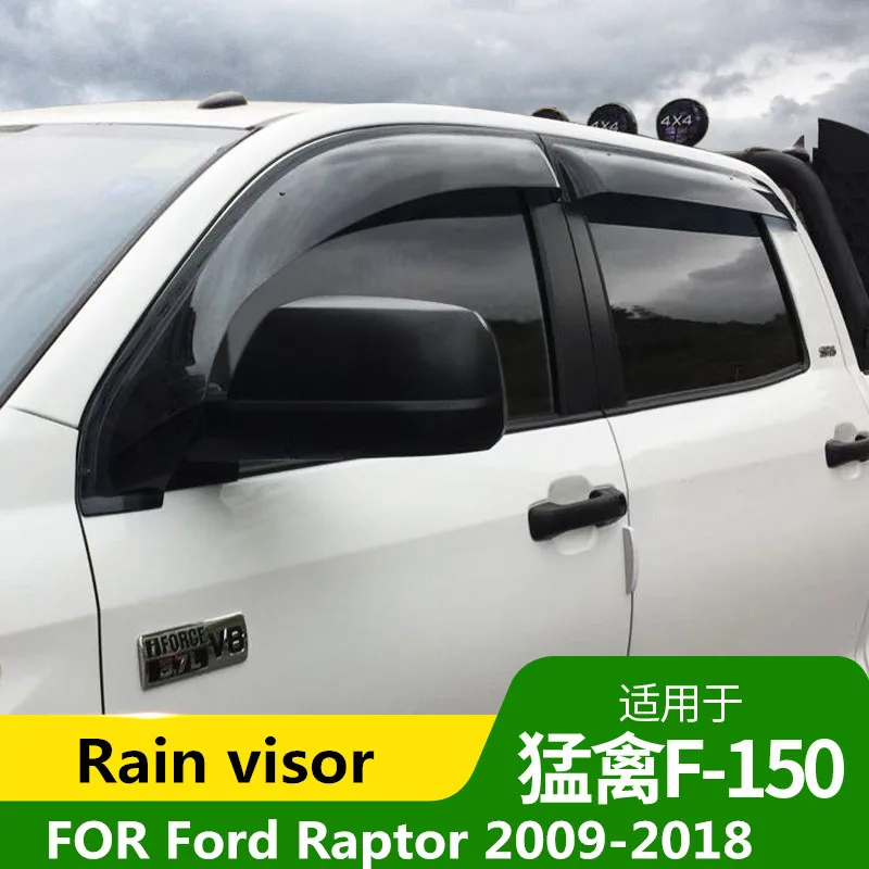

Car Rain visor For Ford Raptor F150 2009-2018 window rain eyebrow flashing board modified off-road accessories