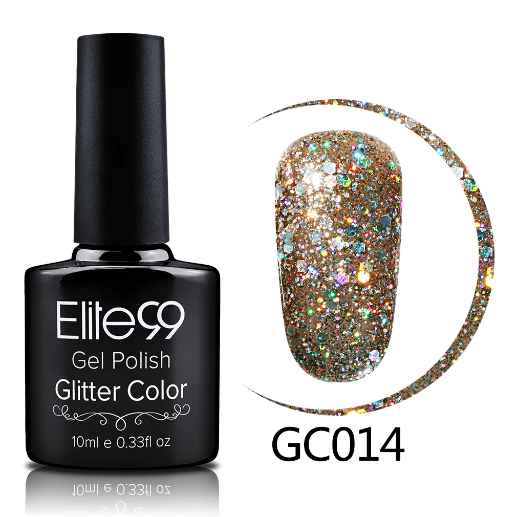 GC014 Elite99 10 мл Блестящий Перманентный лак для ногтей легко замачивается верхнее Базовое покрытие Гель-лак УФ светодиодная лампа машина Гибридный гвоздь лак - Цвет: GC014