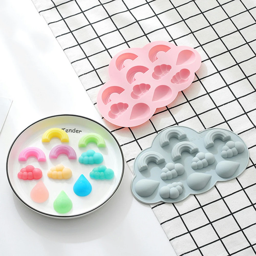 

Fast delivery Rainbow Cloud Raindrops Silicone Baking Chocolate Mold Ice Cube Mold