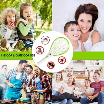 

Multifunctional Rechargeable Electric Mosquito Swatter Insect Hand Held Electric Killer Fly Bug LED Racket with Lamp Mosqui R3K6