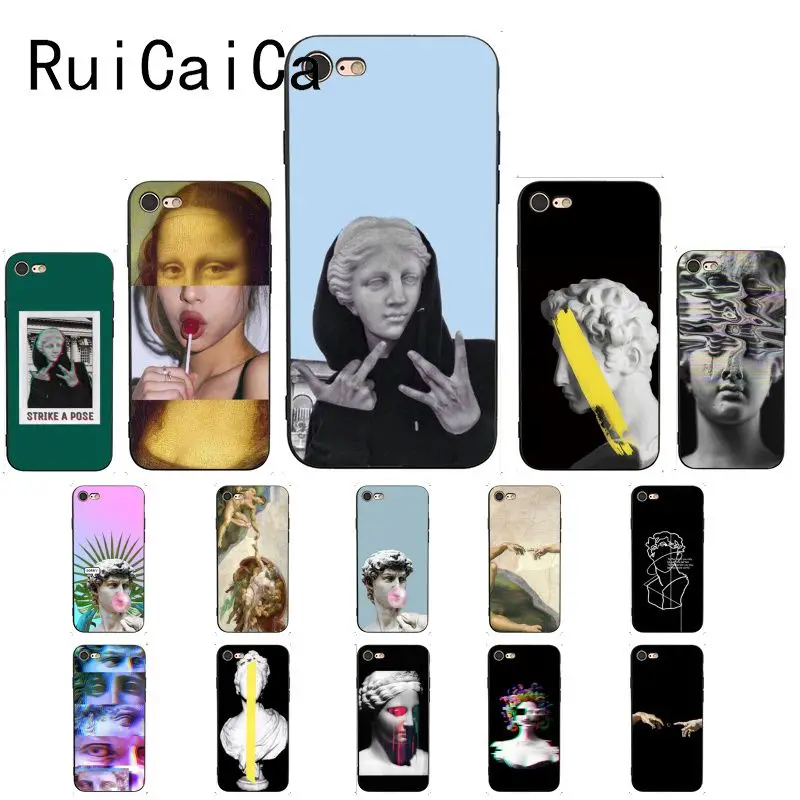 

Ruicaica Cartoon Statue Abstract Art Painted Arrived Black Phone Case Cover for iPhone X XS MAX 6 6S 7 7plus 8 8Plus 5 5S XR